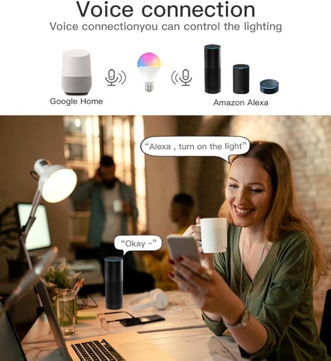 Tuya WiFi RGBCW &CCT E27 Smart Bulb Compatible with Alexa,Google Assistant,SmartThings Voice Control 9W