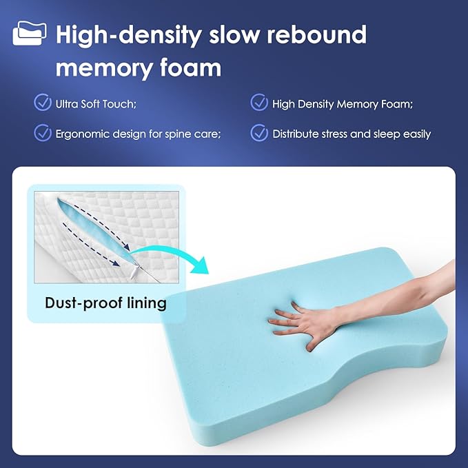 Leg Pillow for Side Sleepers, Memory Foam Knee Pillow for Side Sleeping, Leg Elevation Pillow for Hip/Back/Sciatica Pain Relief Helps Spine Alignment -18"x30" (4 INCHES) (White, L)