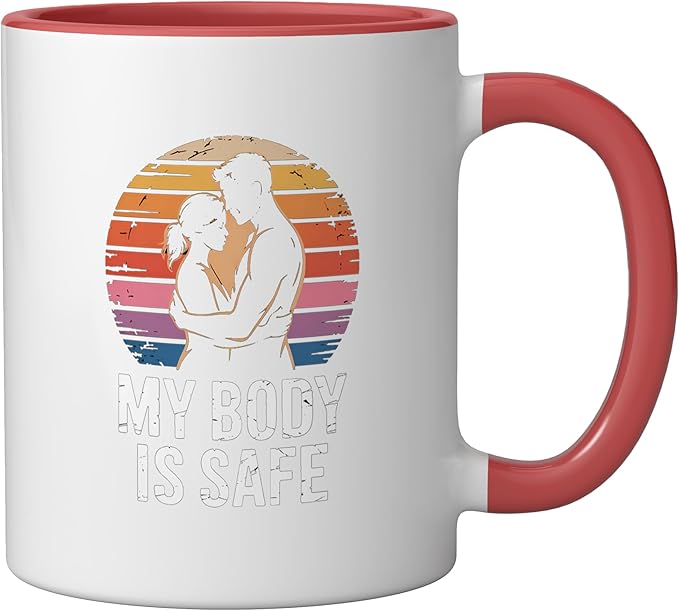 Breathing Relaxation Stress Relief Vagus Nerve Stimulation Ceramic Mug, Red/White