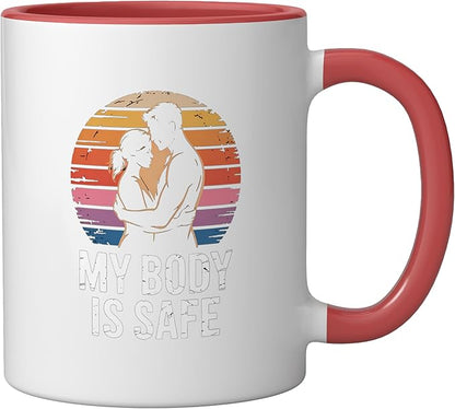 Breathing Relaxation Stress Relief Vagus Nerve Stimulation Ceramic Mug, Red/White