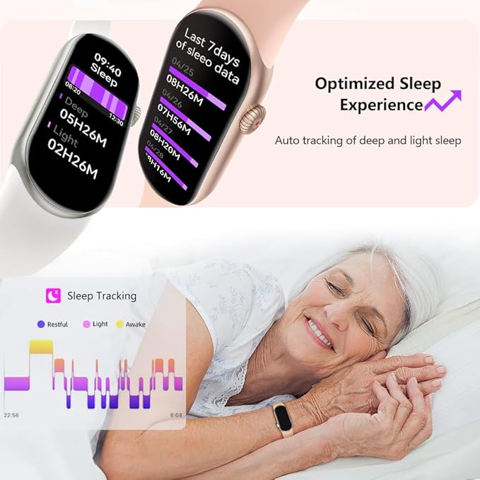 FITVII Slim Fitness Tracker AMOLED with Blood Oxygen, Blood Pressure, 24/7 Heart Rate and Sleep Tracking, IP68 Waterproof Activity Trackers and Smart Watches with Step Tracker, Pedometer for Women Men