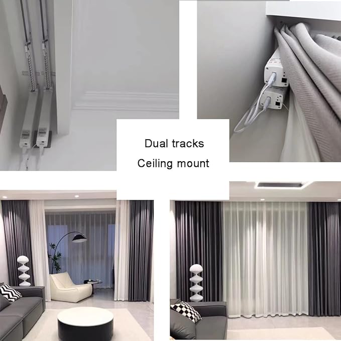 Electric Smart Curtains System, Automatic Curtain Opener, Motorized Curtains Rod with Remote, Compatible with Alexa/Google Home/Tuya App (Up to 86 inches)