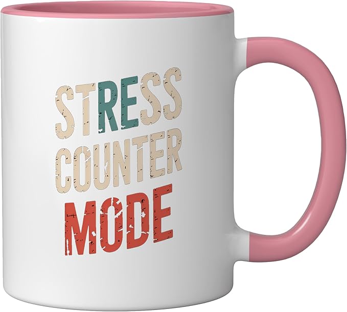 Relaxation Breathing Vagus Nerve Stimulation Stress Relief Ceramic Mug, Pink/White