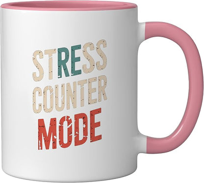 Relaxation Breathing Vagus Nerve Stimulation Stress Relief Ceramic Mug, Pink/White