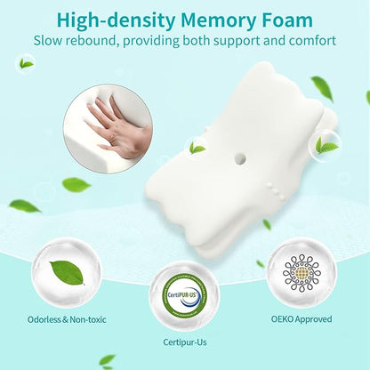 Cervical Neck Pillow for Neck Pain Relief - Memory Foam Ergonomic Neck Support Pillows for Sleeping with Cooling Pillowcase, Orthopedic Contour Pillow for Side, Back and Stomach Sleepers
