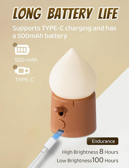 Flameless Candles Lamp, Cute Night Light,Torch Stump Light, LED Tea Lights Candles Rechargeable Night Light,Suitable for Kids lamp Bedroom,Outdoor,Camp, Gift, Christmas,Halloween