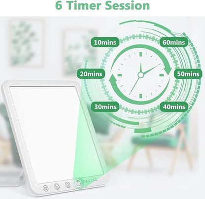 Light Therapy Lamp, 15000 Lx Sun Lamp,3 Color Temperature, 5 Levels of Adjustable Brightness and Timer Function Light Lamp, Touch Control, Rotatable Stand, Memory Function, Home/Office Use