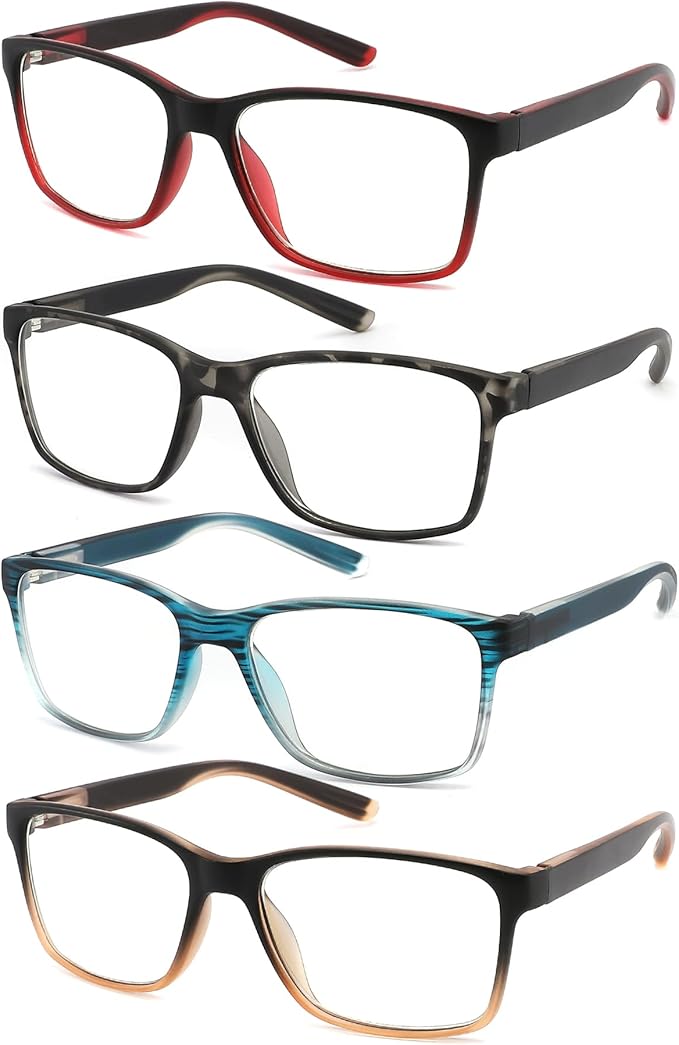 4-Pack Reading Glasses Blue Light Blocking for Men,Comfort Lightweight Eyeglasses Flexible Spring Hinge,Anti Eyestrain/Glare Filter UV Ray Computer Readers(2.75x)