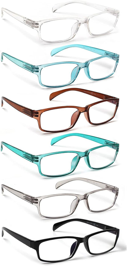 JOSCHOO Computer Reading Glasses for Women and Men 6 Pack Blue Light Blocking Spring Hinge Readers