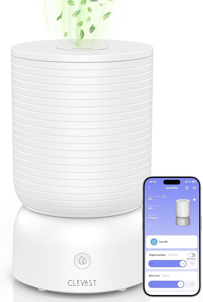 CLEVAST Smart Humidifiers for Bedroom - 1 Gal/4L Cool Mist Top Fill Humidifier with Essential Oil Diffuser, Quiet Operation for Baby Nursery, Home, Office, Room, Works with Alexa/Google Assistant