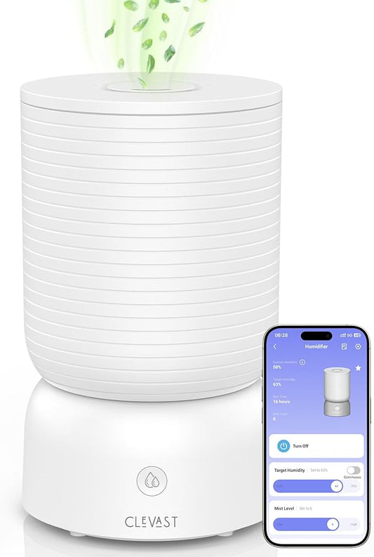 CLEVAST Smart Humidifiers for Bedroom - 1 Gal/4L Cool Mist Top Fill Humidifier with Essential Oil Diffuser, Quiet Operation for Baby Nursery, Home, Office, Room, Works with Alexa/Google Assistant