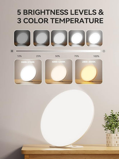 Light Lamp 13,000 Lux UV-Free LED Light with 5 Brightness Levels/3 Color Temperature/4 Timer Remote Control Daylight Lamp with Memory Function for Home Office