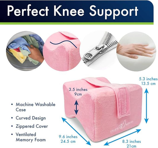 Sports Medica Doctor Developed Knee Pillow for Side Sleepers - Washable Cover Memory Foam Leg Pillow for Side Sleeping, Lower Back & Sciatica Pain Relief - Spine Alignment - Between Knee Hip Cushion