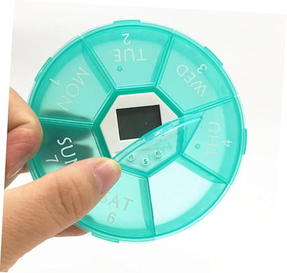 Compartment Pill Dispenser Clock Travel Pill Organizer Reminder Box for Patient Medicine Chest