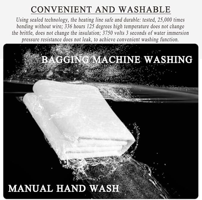 HRTC Full Size Electric Blanket Soft Comfortable Electric Overblanket Dual Control Smart Timing Heating Blanket Machine Washable