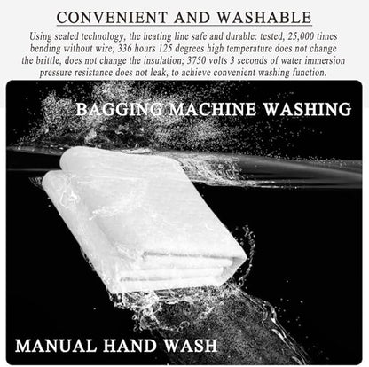 HRTC Full Size Electric Blanket Soft Comfortable Electric Overblanket Dual Control Smart Timing Heating Blanket Machine Washable