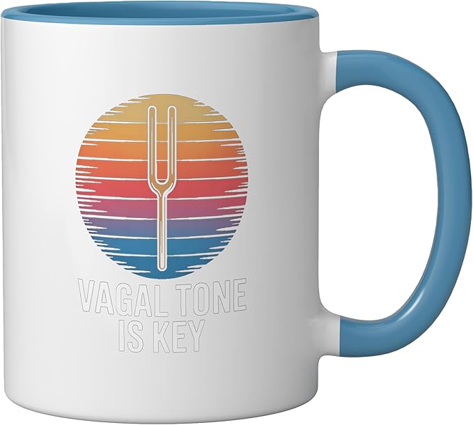 Relaxation Breathing Stress Vagus Nerve Stimulation Anatomy Ceramic Mug, Blue/White