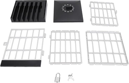 Cell Phone Jail Lock Box, Timer-Enabled Smartphone Storage Cage with Key Lock for 6 Phones, Black Grey Phone Stand Holder for Classroom Home Office to Limit Screen Time