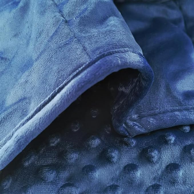 ALANSMA Reversible Weighted Blanket for All Season, Luxury Velvet, Warm and Cool, Adult 5Lb Blue Weighted Blanket, Enjoy Sleeping Anywhere(Blue,35"x48" 5.5lbs)