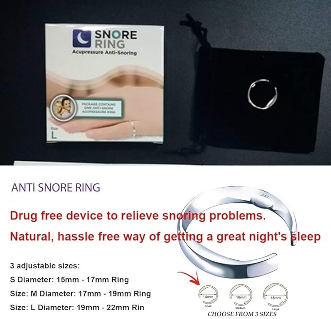 Anti Snore Ring Acupressure Natural Treatment Against Snoring Stopper Device Finger Ring Sleep Health Care (Small)