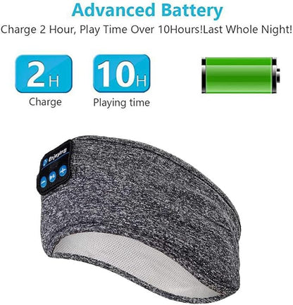 Wireless Bluetooth Sports Headband Headphones Ultra-Thin HD Stereo Perfect for Sleeping .Workout,Jogging,Yoga,Insomnia, Air Travel, Meditation Gray