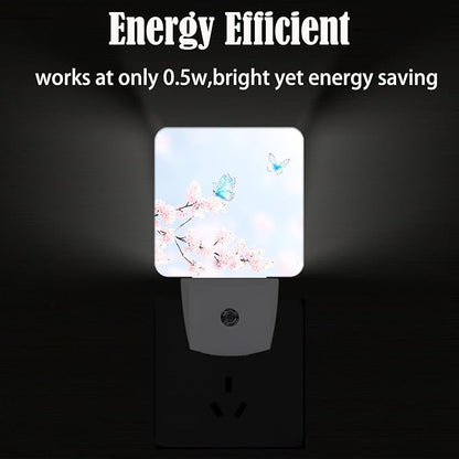 Groovy Butterfly and Flower Night Light,Plug Into Wall for Boys Girls Bedroom Decorative Square Night Light Lamp 0.5w Sleep Friendly