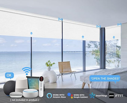 Bringnox Motorized Blinds with Remote,100% Blackout Smart Roller Blinds Compatible with Apple Homekit Google Home and Alexa Via HUB,and Customized (Treebark Extra white-29)