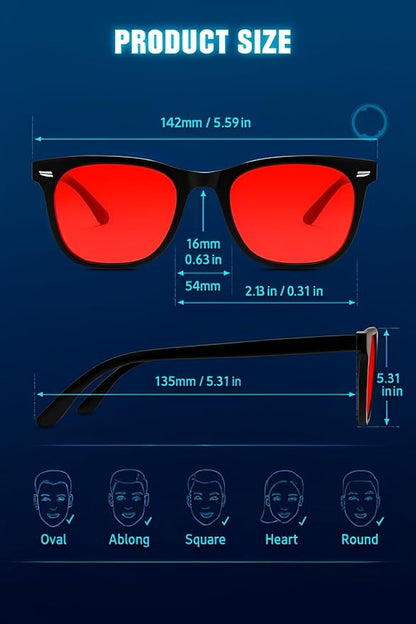 Blue Light Blocking Glasses with Red Lenses – Strong Protection for Sleep, Gaming, Computer & Screen Use – Black Frame Night Glasses for Men Women, Anti Eye Strain & Improve Sleep Quality