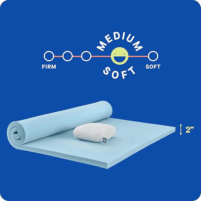 Sealy Dreamlife 2” Gel Memory Foam Twin Mattress Topper with Cooling Cover, SealyComfort Gel Foam, SealyCool Stretch Knit Cover with Corner Straps