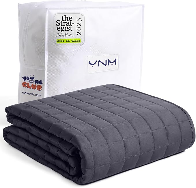 YnM King Size Weighted Blanket for Adults (88x104 Inches, 50 Pounds, Dark Grey), Exclusive Smallest Compartments with Glass Beads, Extra Heavy Bed Blanket for Two Persons on Queen or King Bed
