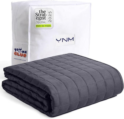 YnM King Size Weighted Blanket for Adults (88x104 Inches, 50 Pounds, Dark Grey), Exclusive Smallest Compartments with Glass Beads, Extra Heavy Bed Blanket for Two Persons on Queen or King Bed