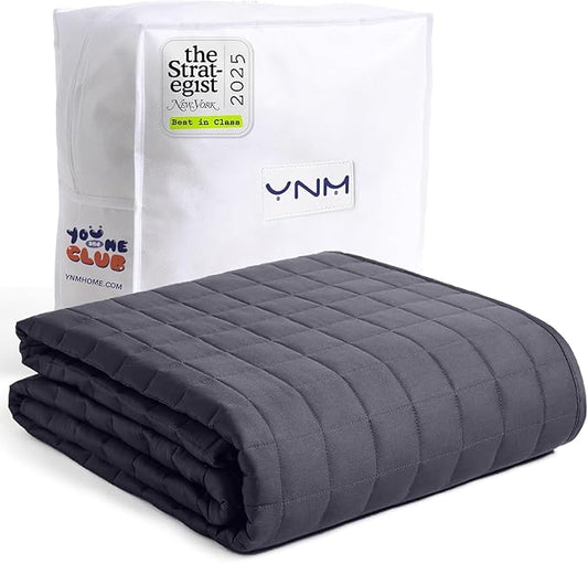 YnM King Size Weighted Blanket for Adults (88x104 Inches, 50 Pounds, Dark Grey), Exclusive Smallest Compartments with Glass Beads, Extra Heavy Bed Blanket for Two Persons on Queen or King Bed