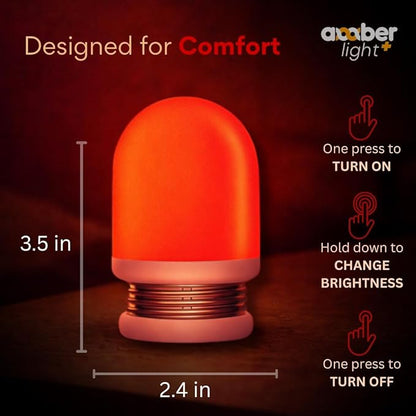 Amber Light + Red Light Pebble, 670nm Wavelength, Rechargeable Sleep Aid Lamp, 2.4x3.5 Inch, Deep Sunset Ambience, 1000mAh Battery, Melatonin-Friendly Night Light