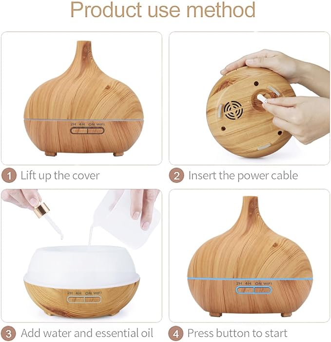 WiFi+Bluetooth Smart Essential Oil Diffuser Compatible with Alexa, Ultrasonic Aromatherapy Diffuser & Mist Humidifier with Voice & APP Remote Control, Schedule & Timer,RGB Light (UK)
