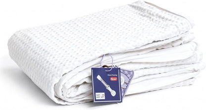 YnM Cotton Waffle Weave 3-Side Zipper Duvet Cover for Weighted Blankets | Easy on, Easy Off Coconut White, 80"x87"