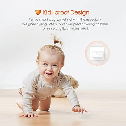TENDA SP6 Smart Plug WiFi Outlet Switch, Works with Alexa & Google Assistant for Voice Control, Remote Control via App, Timer & Schedule Function, 15A Easy Install, Compact Design, FCC ETL Certified