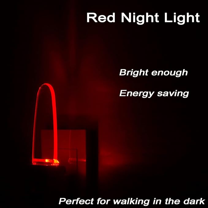 GREENIC Red Plug in LED Night Light 2 Pack Dusk to Dawn Sensor for Bedroom, Bathroom, Kitchen, Hallway