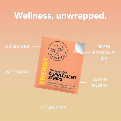 Dissolvable Strips - Energy & Sleep Multi-Pack - Wellness in A Strip - Easy & On-The-go Support - 60 Strips