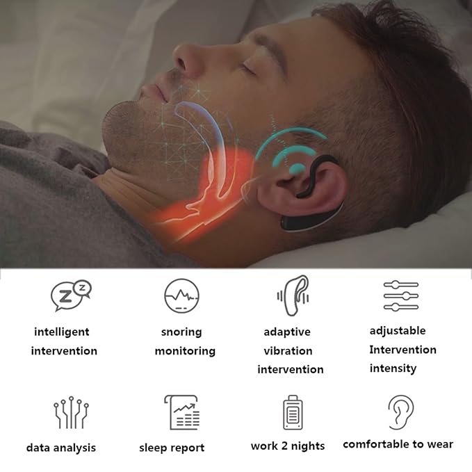 Wearable Anti-Snoring Device Stop Snoring Solution Snore Reduction Sleep Aids Smart Snore Stopper Sleeping Aid Solution with APP Records And Analyzes Sleep Datas