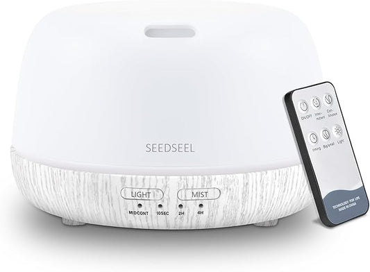 300ML Essential Oil Diffuser with Remote Control, Aromatherapy Diffuser with 7-Color Changing LED Light for Bedroom, Home