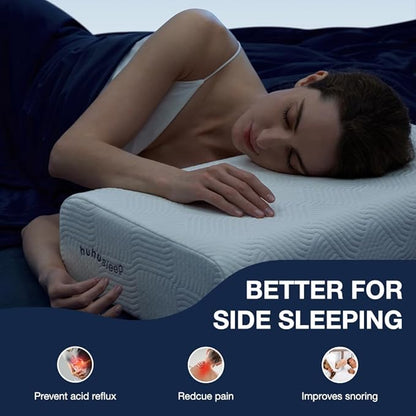 Cube Pillow for Side Sleeper with Firm Layer, Cooling Memory Foam Pillows with Two Side Four Types of Softness for Neck and Shoulder Pain, King or Queen 24"x12"x5"