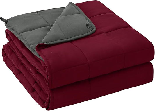 yescool Weighted Blanket for Adults (25 lbs, 60" x 80", Red Grey) Cooling Heavy Blanket for Sleeping Perfect for 240-260 lbs, Queen Size Breathable Blanket with Premium Glass Bead, Machine Washable