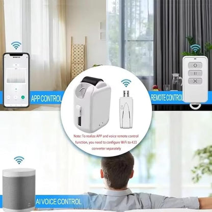 Automatic Curtain Opener, Compatible with Roman Rod, U-Track, T-Track, Solar Charging, With App,Timed Curtain Opener, With Remote Control, Home Curtain Robot Motor,B