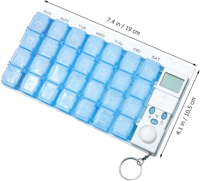 Mobestech Weekly Organizer 7-Day 28 Compartments Reminder Alarm Removable Timer Luminous LCD