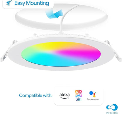 INFIBRITE 6 Inch WiFi Smart 12W 1100LM LED Recessed Ceiling Light, Dimmable, Alexa/Google, Wet Rated