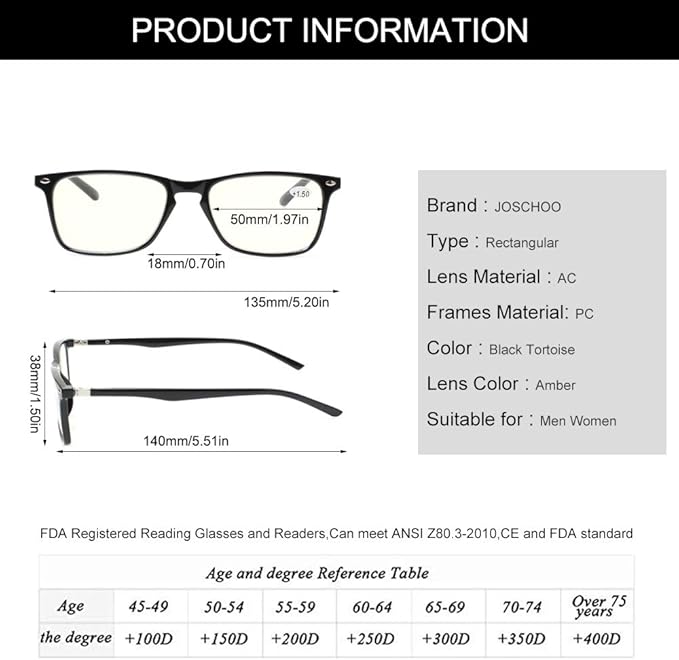 JOSCHOO Computer Reading Glasses Anti Blue Light Blocking readers Men Women Eye Strain Glasses of Reading
