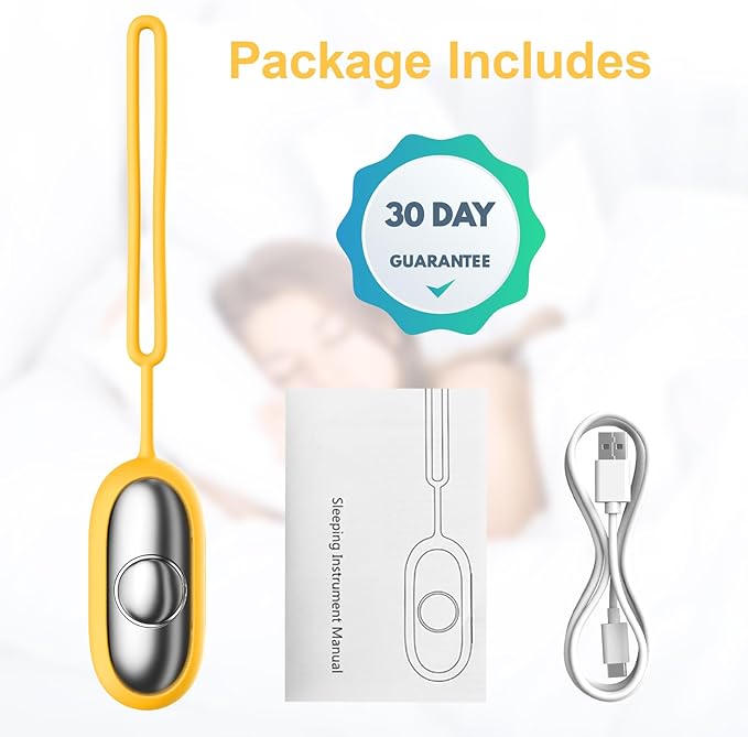 Sleep Aid Device, Micro-Current Sleep Instrument Anxiety Device, Portable Rechargeable Sleep Aid for Anxiety and Insomnia (Yellow)