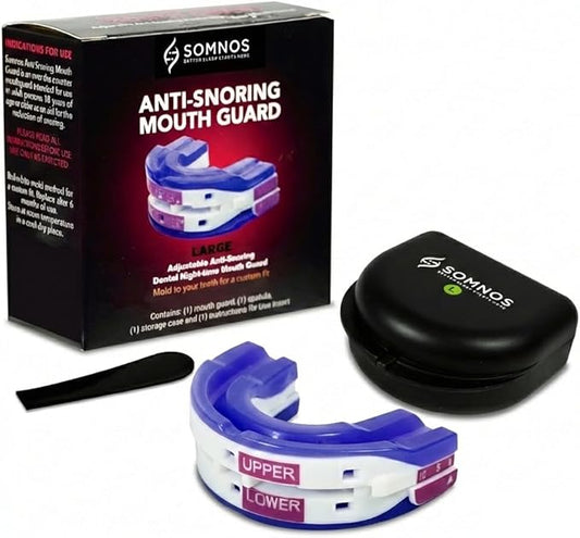 Somnos Anti Snore Mouthguard - Adjustable Sleep Mouth Guard for Snoring - Lightweight, Comfortable, and Effective for Reducing Snoring - Better Sleep Starts Here™ - Large Size …