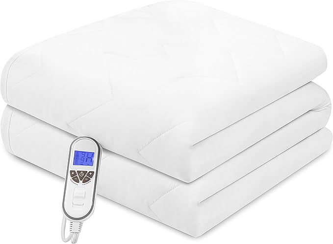 Bwarm Premium Multi-Zone Electric Heated Mattress Pad Twin XL Size, 39" x 80", 9 Heat Settings, 1-12 Hours Auto Off, Individual Body and Feet Settings, Removable Comfort Layer, Machine Washable