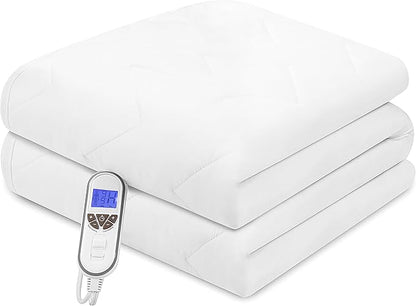 Bwarm Premium Multi-Zone Electric Heated Mattress Pad Twin XL Size, 39" x 80", 9 Heat Settings, 1-12 Hours Auto Off, Individual Body and Feet Settings, Removable Comfort Layer, Machine Washable